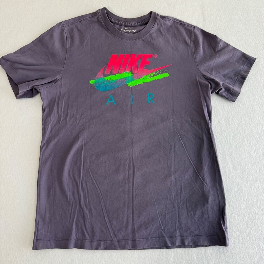Nike Air Graphic Tee Women Medium Purple Neon Pink Green Short Sleeve T-Shirt